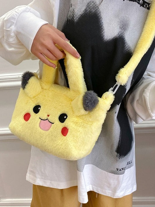 New furry monster handbag cartoon girl diagonal small square bag plush ins style large capacity versatile bag