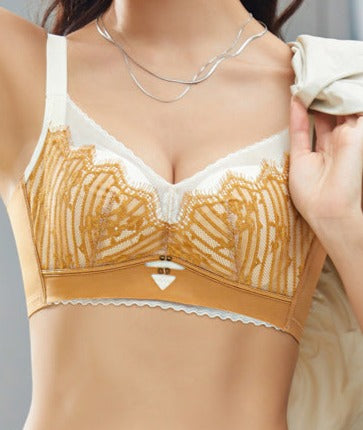 Women Boneless Lace underwear Adjustable bra with thin top and thick bottom Bra