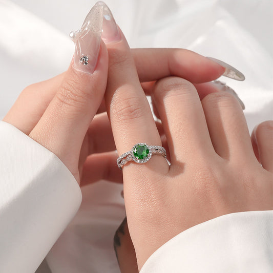 Sterling silver full diamond ice flower cut ring for women  index finger ring