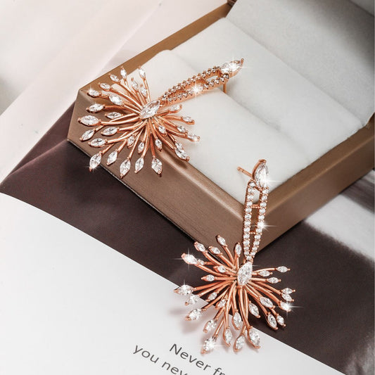 Jewelry's new micro-encrusted zirconium fireworks earrings plated with 18K gold exquisite earrings wholesale high-end earrings