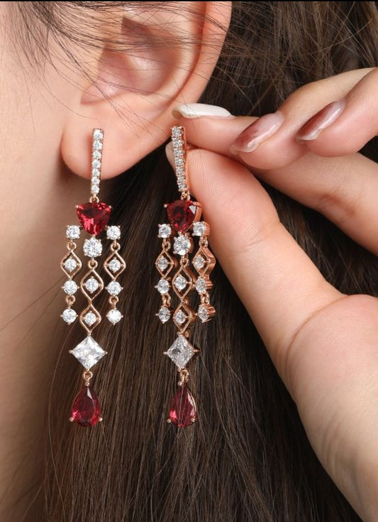 Jewelry fashion new ins style love tassel earrings simple luxury earrings