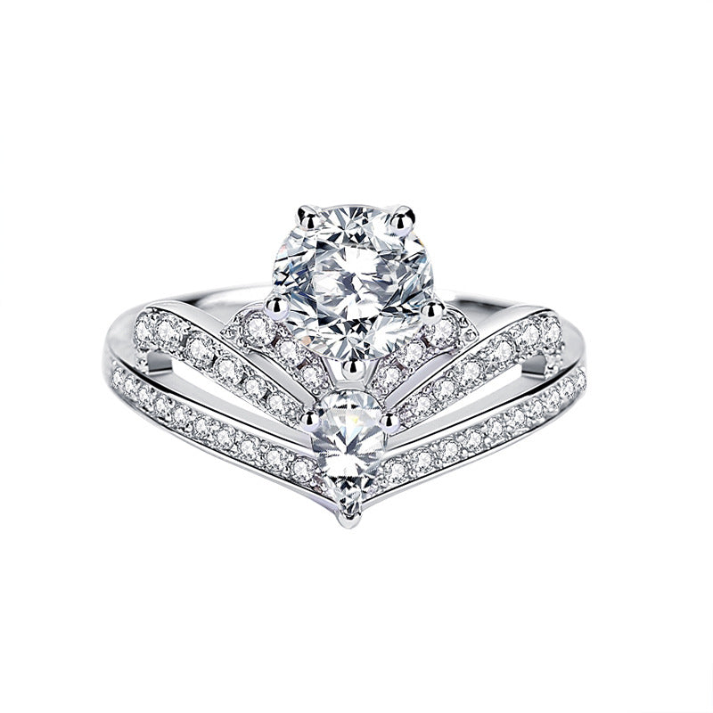 1 carat moissanite ring women's crown s925 sterling silver light luxury versatile ring jewelry