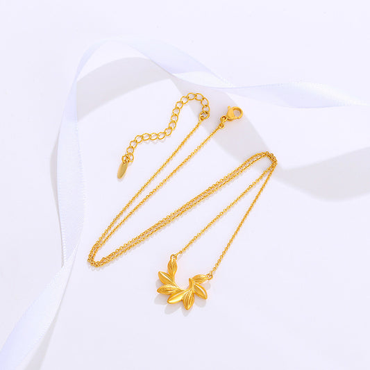 Safe wheat ear necklaces women's 24K gold-plated alloy temperament clavicle chain jewelry
