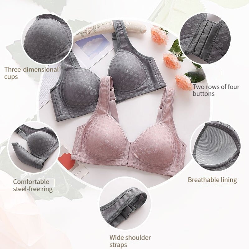 The New Front Button Type Brassiere Anti-sagging Gathered No Steel Ring Bra