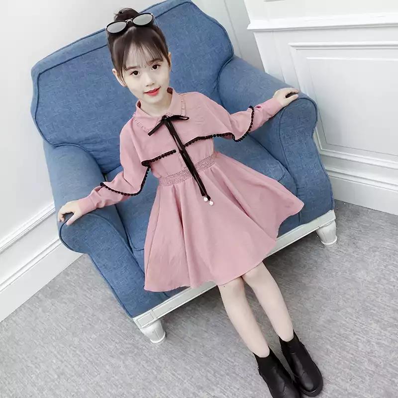 Kids Girls Spring New Fashionable Long-sleeved Princess Autumn Dress - KGD8317
