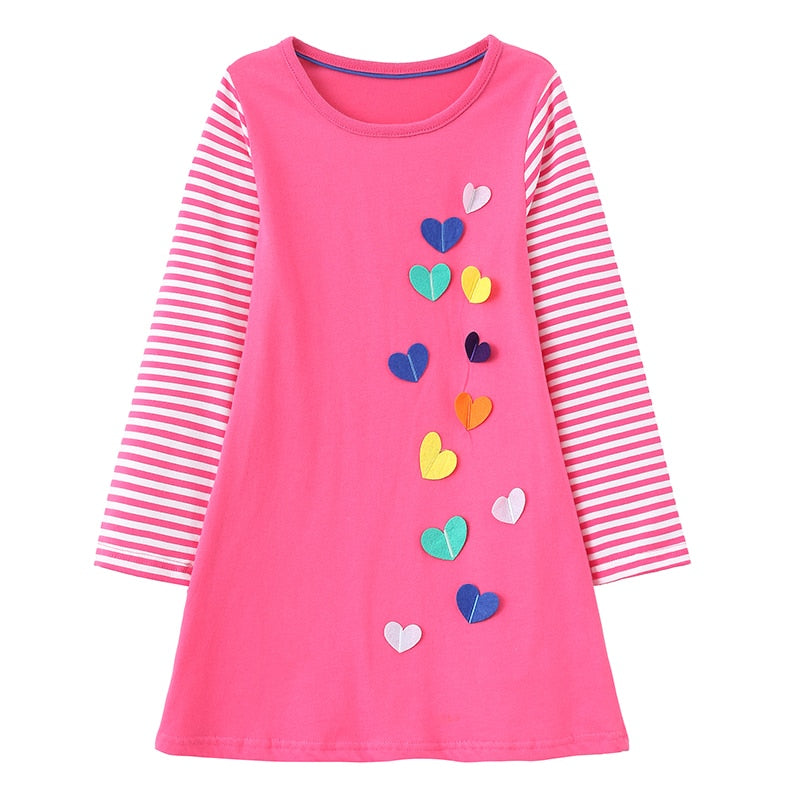 Kids Girls Dresses With Pockets Pen Embroidery Long Sleeve Autumn Kids Preppy Style Dress - KGD8291