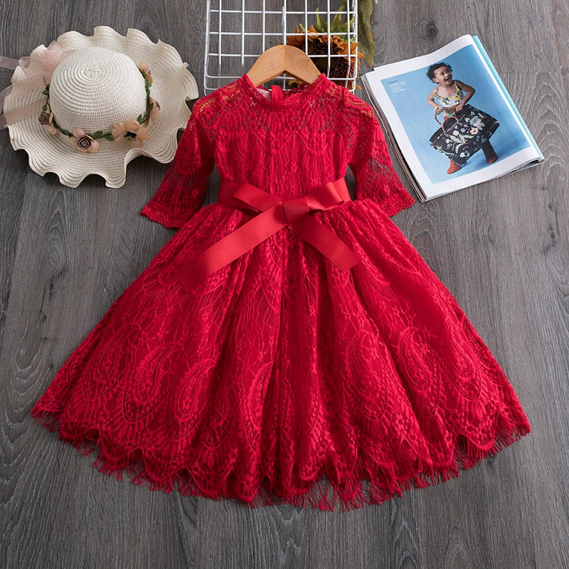 Kids Girls Autumn Full Sleeves Dress for Children Party Kids Casual Dress - KGD8362