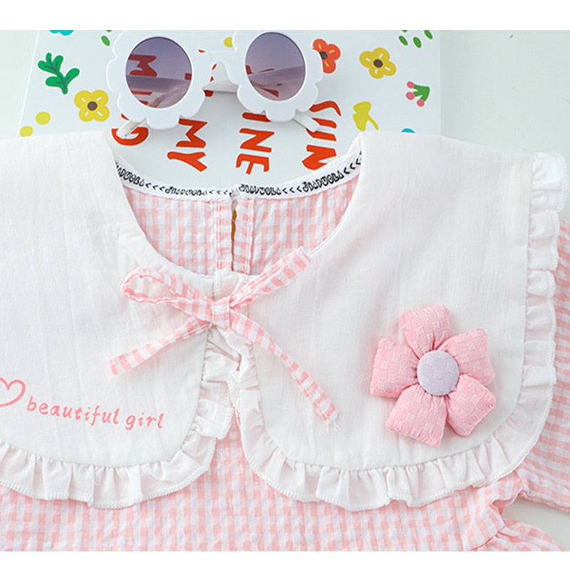 Baby Girl Long Sleeve Clothing Set Toddler Girl Early Spring Lapel Lace Princess 2 Piece set - BTGO8404
