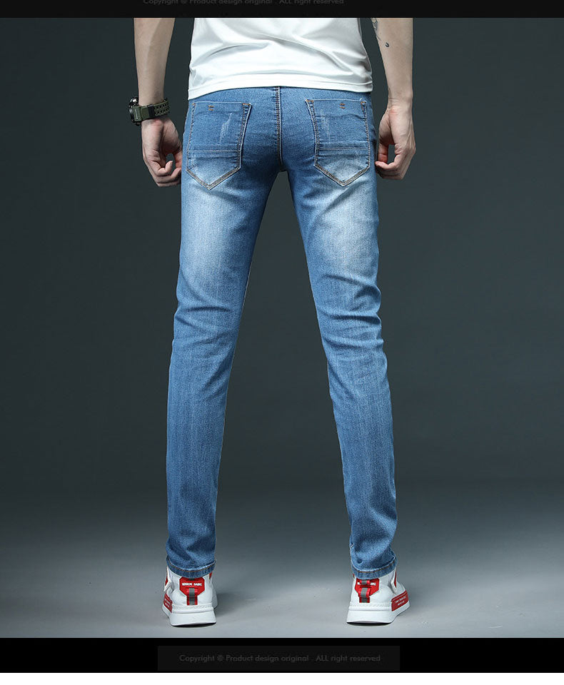 Men's Denim Jeans Solid Skinny Stretch Casual Slim Jeans - MJN0062