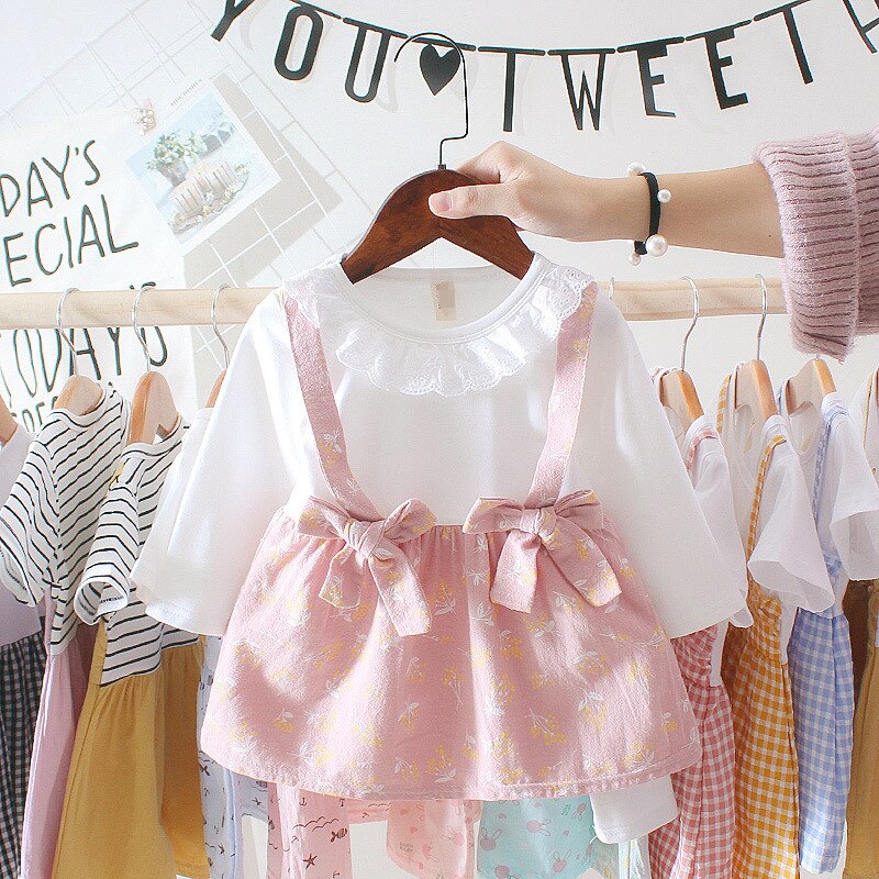 Toddler Baby Girl Dresses for Cute Long Sleeve Lapel Kids A-Line Printing Children Princess Spring and Autumn Dress