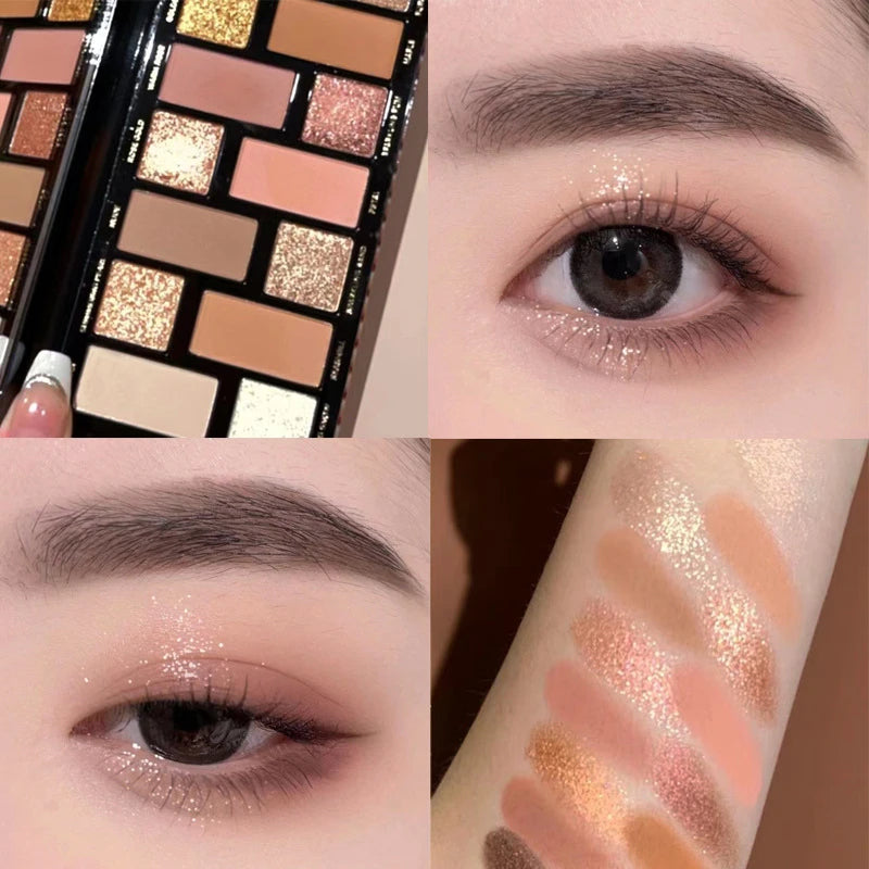 16 Color Glitter Eyeshadow Palette Long-lasting Matte Eye Shadow Palettes Brighten Eye Cosmetics Women Beauty Earth Color Makeup