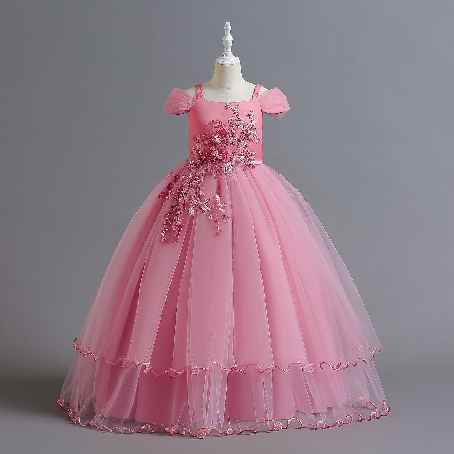 Kids Girl Evening Party Dress Teen Girl Sequin Shiny Formal Gala Long Gown Princess Dress - KGD8348