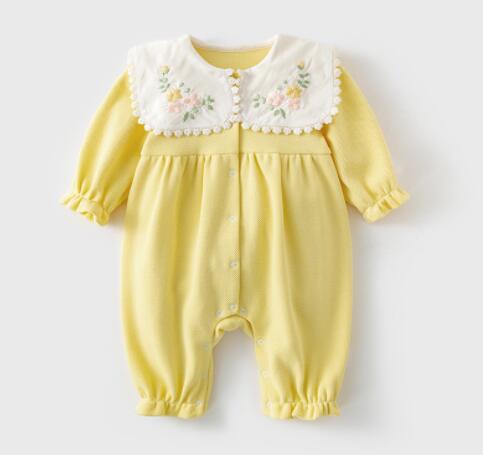 Toddler Girls Autumn Spring Lovely Princess Style Infant Baby Girls Long Sleeve Romper Jumpsuit - BTGR8431