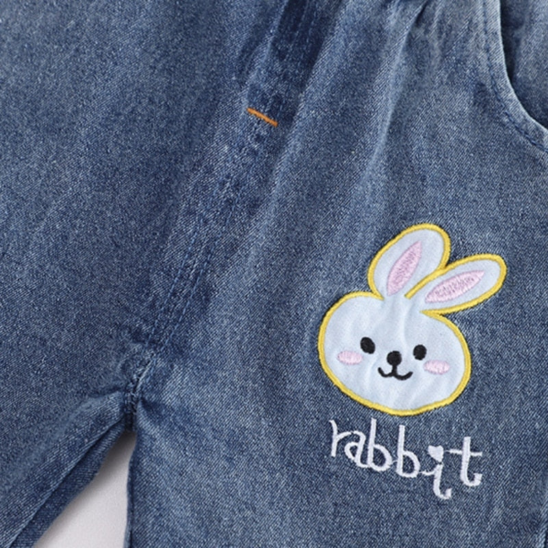 Toddler Girl Spring Set Baby Outfit Cartoon Bear Rabbit Long Sleeve 2Piece set - BTGO8417