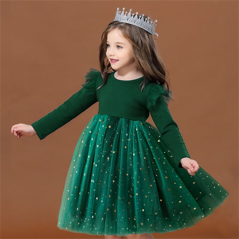 Baby Girl Princess Dress Fairy Tulle Sequins Winter Children Clothing Flower Girl Dress - KGD8357
