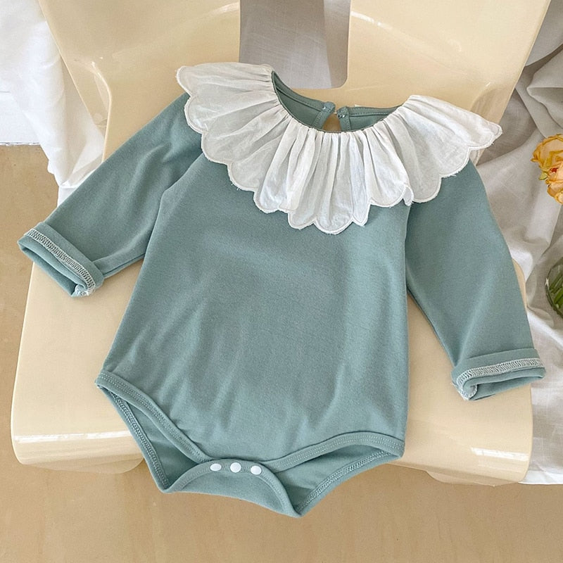 Baby Girl Plaid Rompers Toddler Girls Long Sleeves Jumpsuit Infant Girls Floral Rompers - BTGR8427
