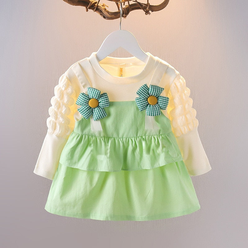Baby Girls Princess Dress Autumn Toddler Print Long Sleeve Flowers Dresses - BTGD8474