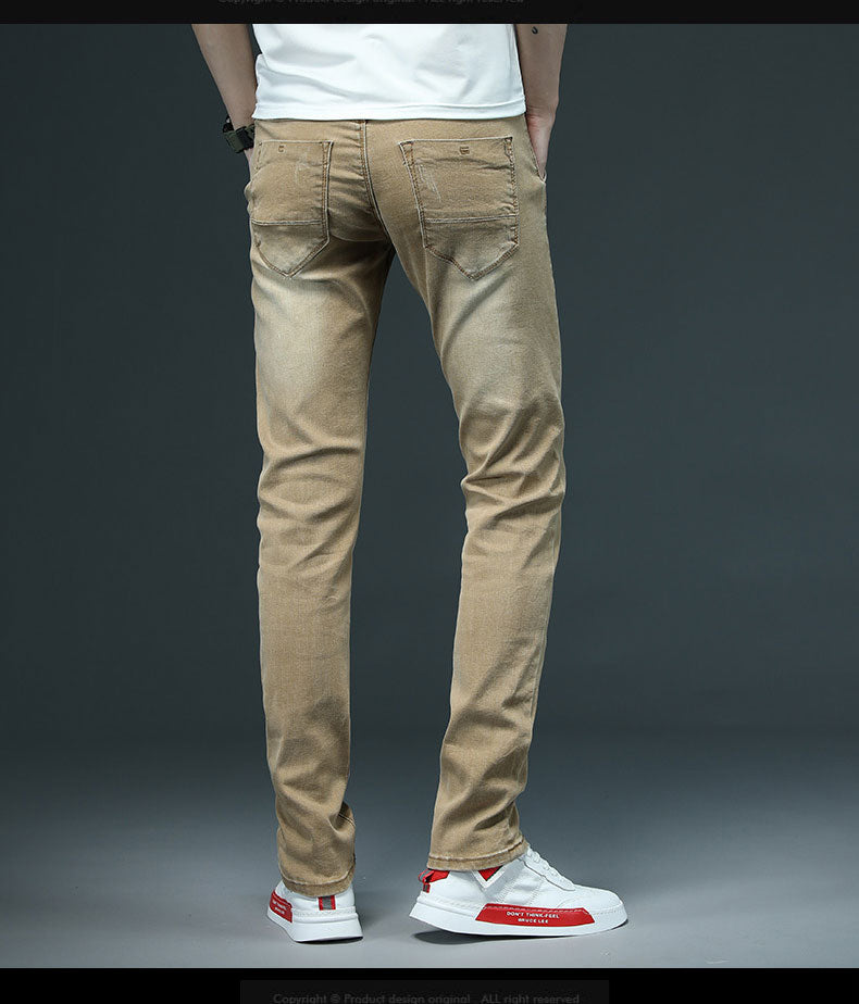 Men's Denim Jeans Solid Skinny Stretch Casual Slim Jeans - MJN0062