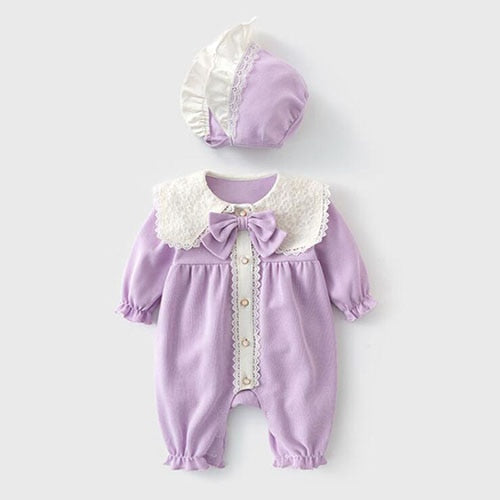 Toddler Girls Autumn Spring Lovely Princess Style Infant Baby Girls Long Sleeve Romper Jumpsuit - BTGR8431
