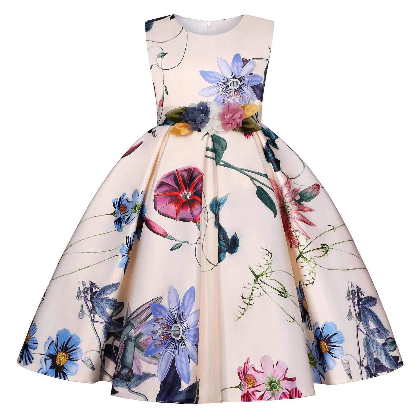 Kids Girls Floral Printed Evening Party Dresses - KGD8329