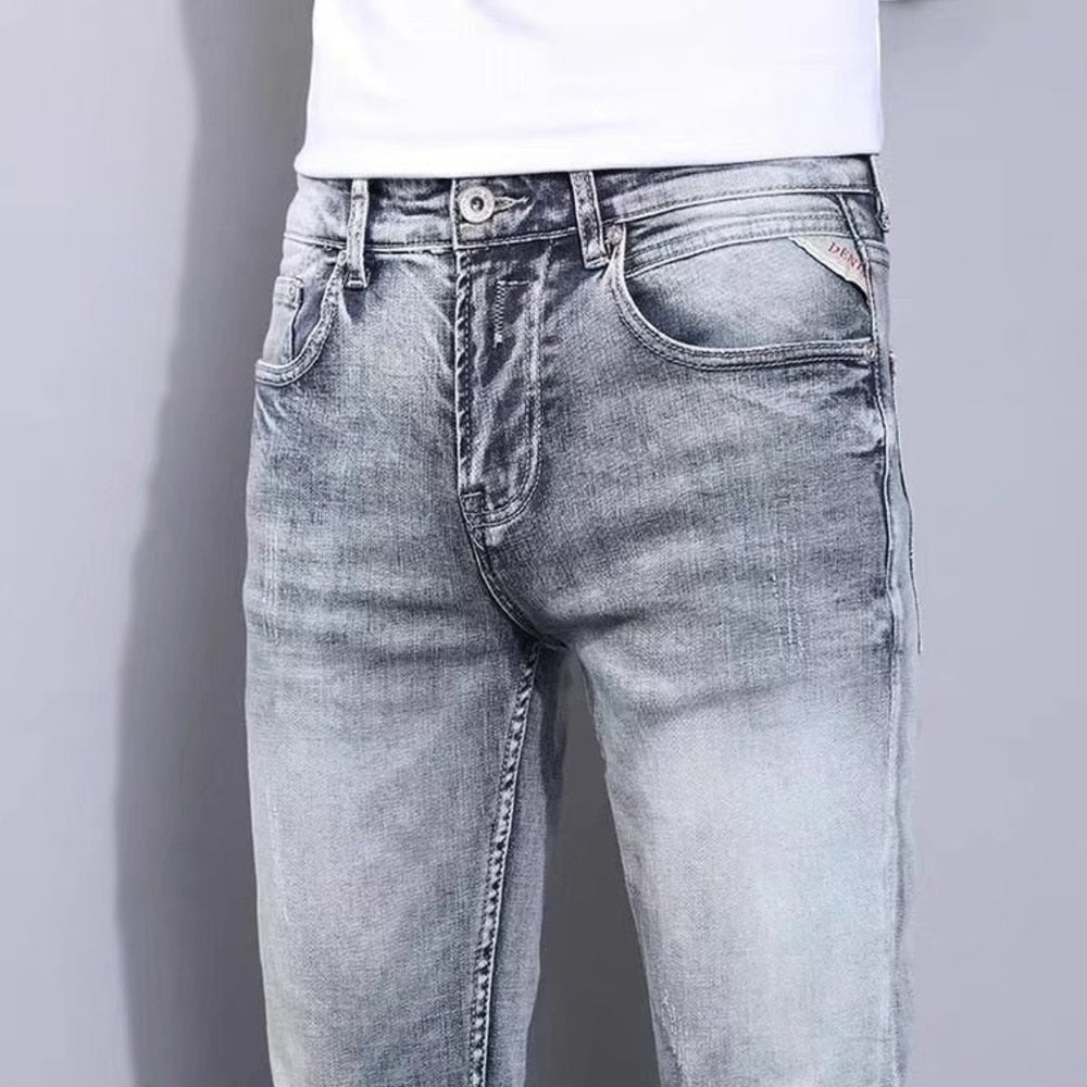 Men's Autumn And Winter Slim Fit Straight Tube New Trend Retro Wash Casual Jeans - MJN0053
