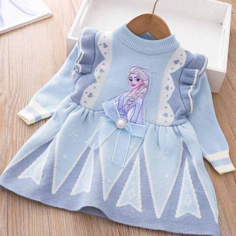 Baby Girls Frozen Dress Autumn Baby Girl Long Sleeve Toddler Princess Spring Dress - BTGD8493