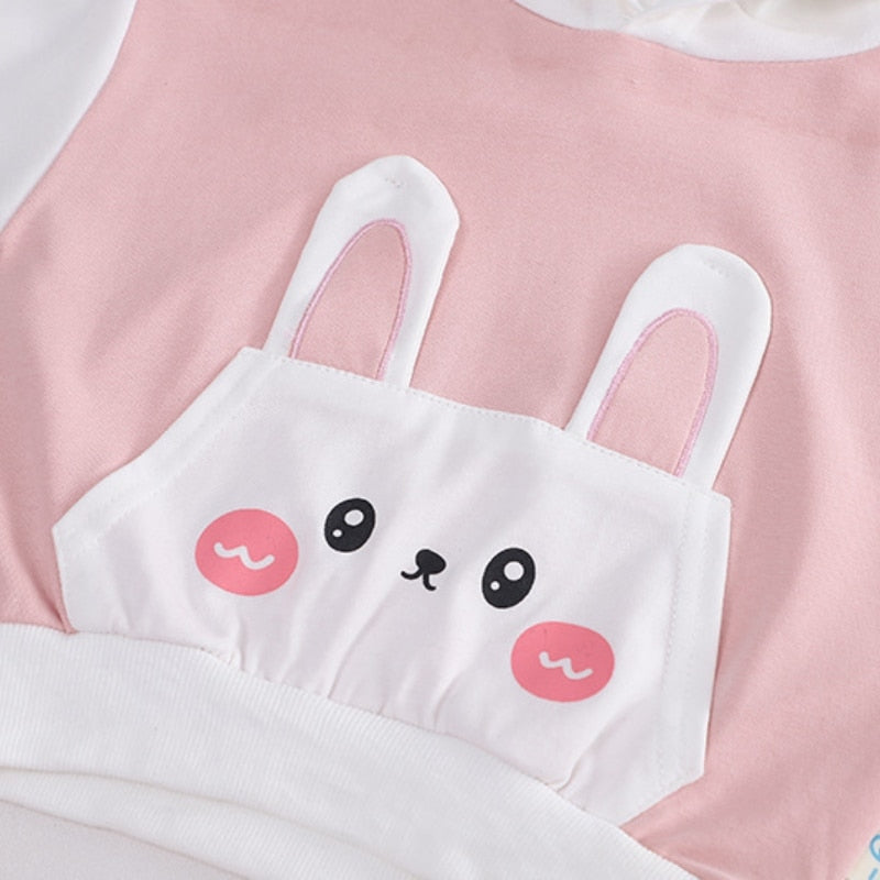 Toddler Girl Spring Set Baby Outfit Cartoon Bear Rabbit Long Sleeve 2Piece set - BTGO8417