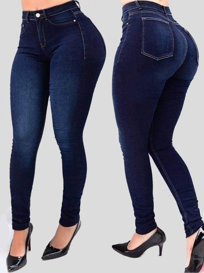Woman's pure color jeans denim high waist jeans - WJN0005