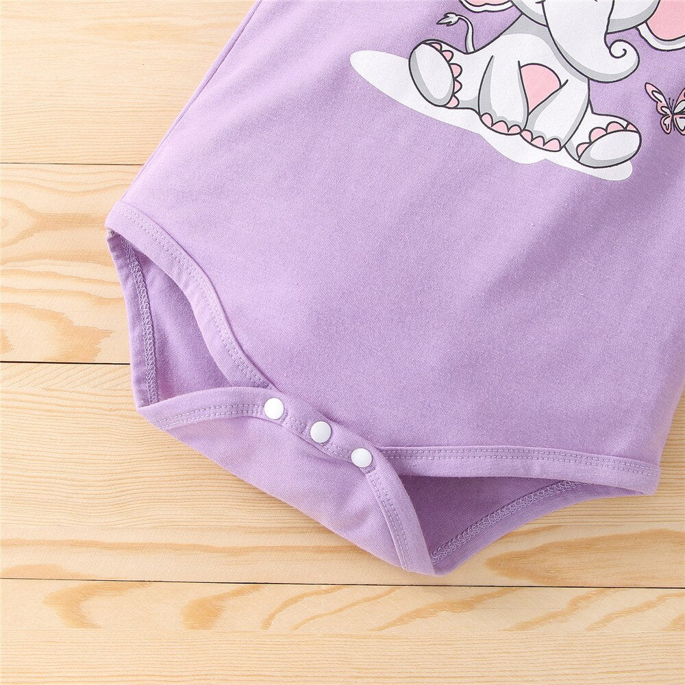 Spring Girls Baby Clothes Set Elephant Bodysuit Outfits