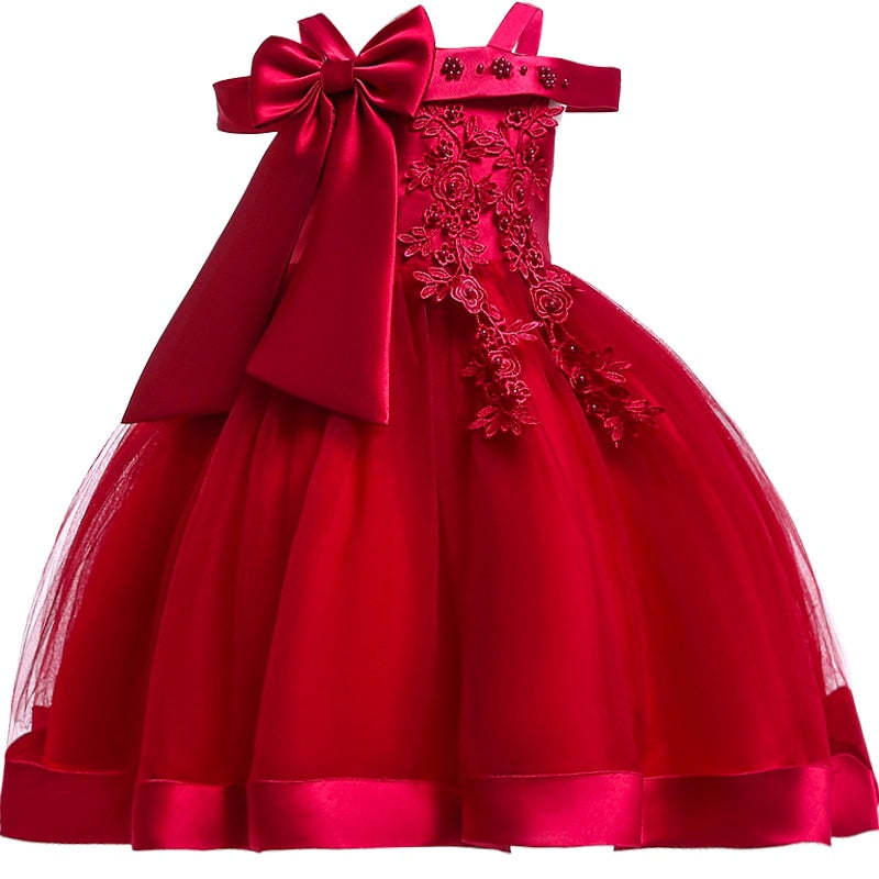 Kids Christmas Party Dresses For Girls Flower Elegant Porm Dress - KGD8326
