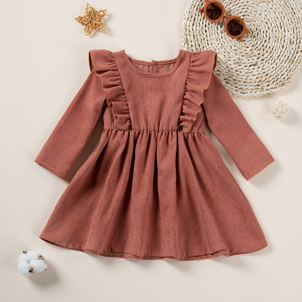 Baby & Toddler Girl Dress Ruffle Winter Long Sleeve Dress Ruffles Princess Clothes - KGD8309