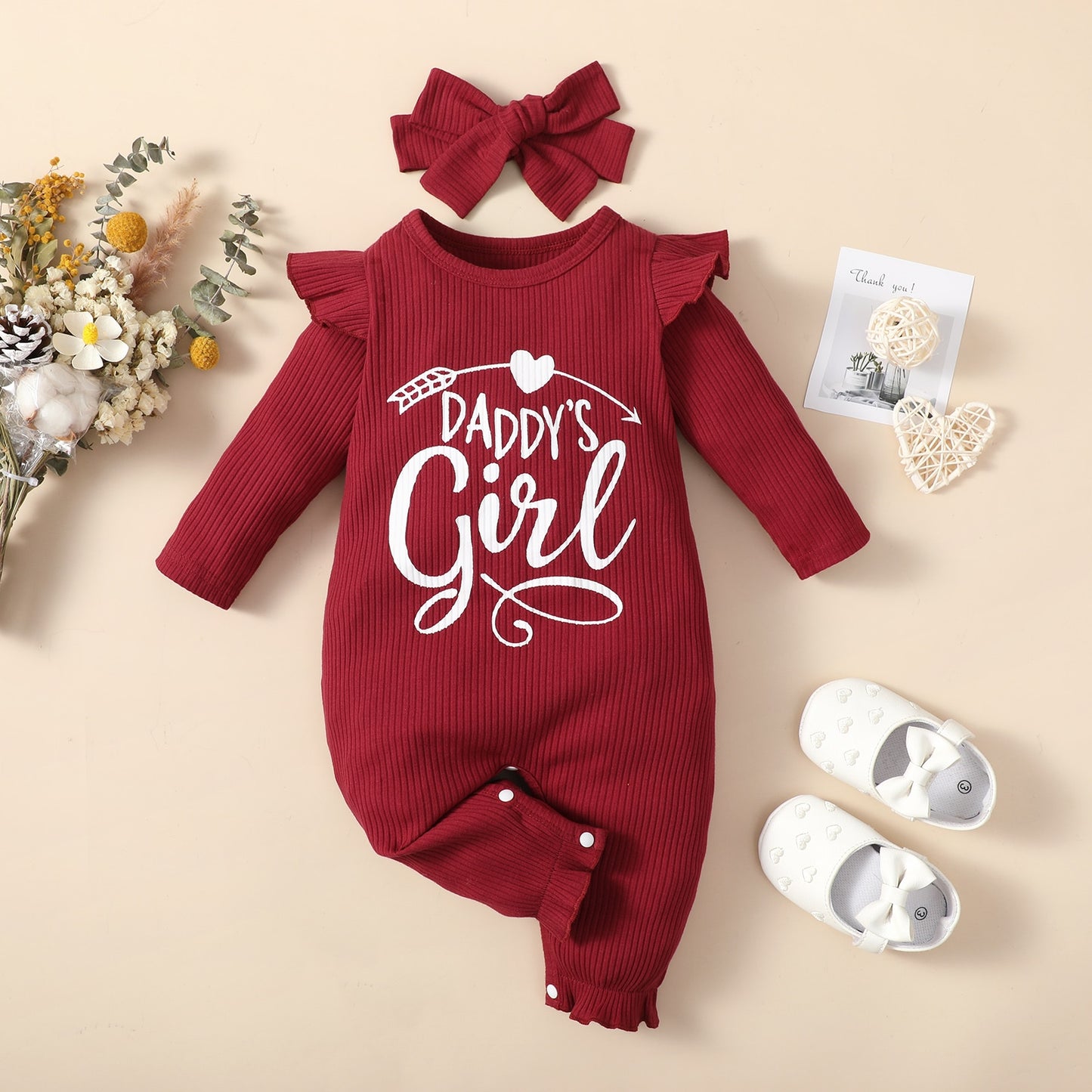 Newborn Romper Infant Baby Girl Letter Print Jumpsuit - BTGR8437