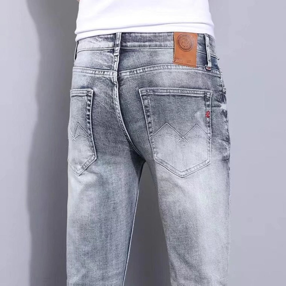 Men's Autumn And Winter Slim Fit Straight Tube New Trend Retro Wash Casual Jeans - MJN0053