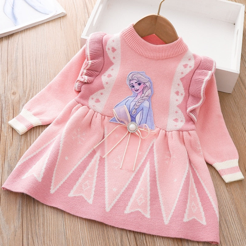 Baby Girls Frozen Dress Autumn Baby Girl Long Sleeve Toddler Princess Spring Dress - BTGD8493