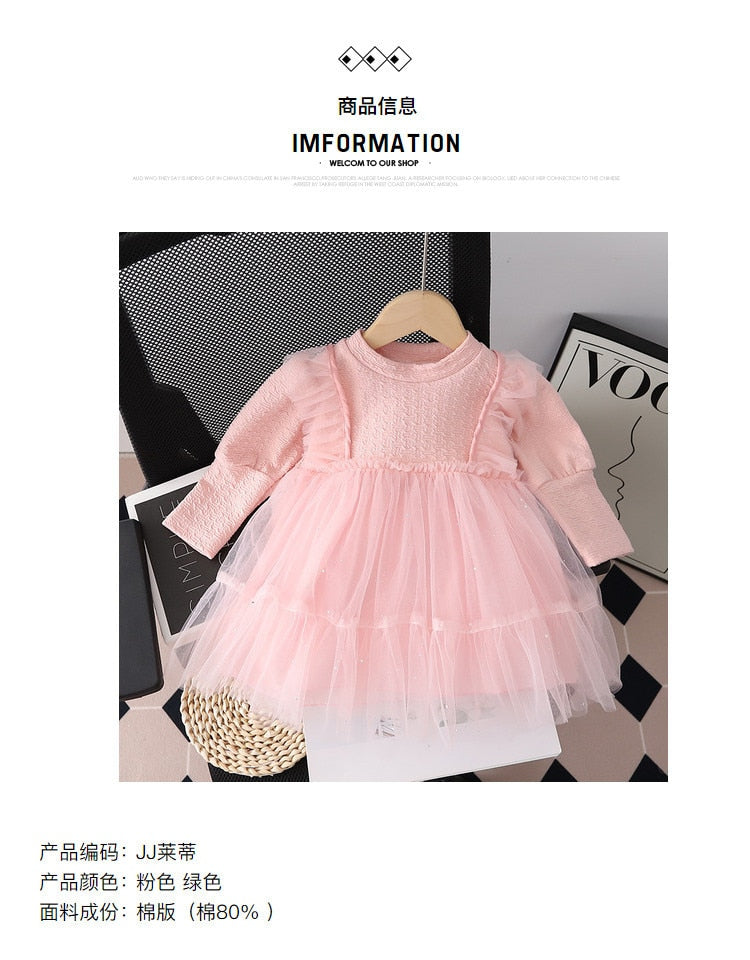 Baby Girl Dress for Newborns Long Sleeve Birthday Princess Party Dresses - BTGD8495