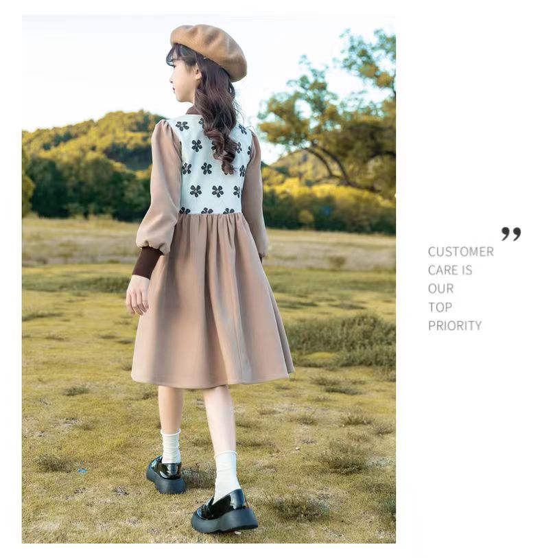 Kids Girls Autumn  Dress Fashion Long Sleeves Princess Dress for Girls - KGD8293