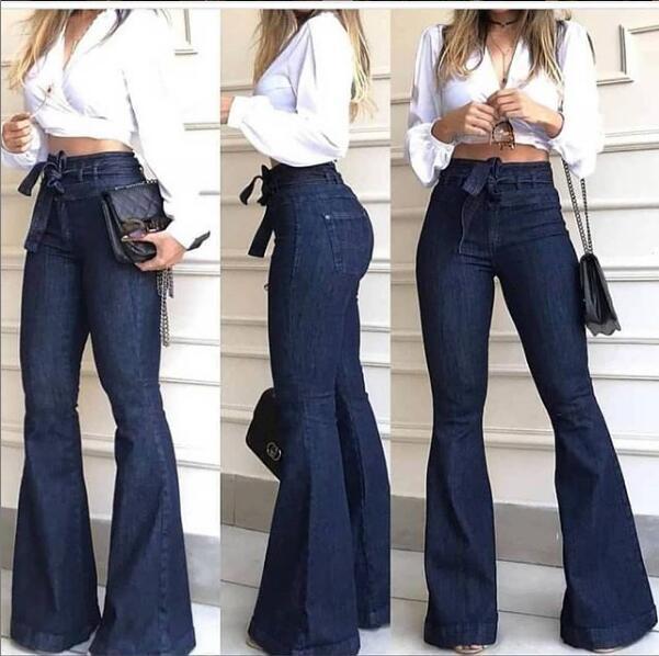 Women's Denim Tight jeans Slim Casual Low waisted buttocks up flared pants - WJN0027