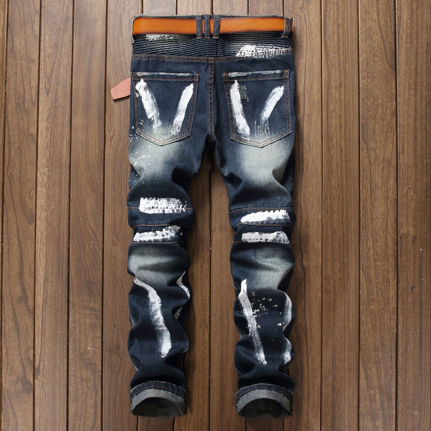 Men's Jeans Casual Vintage Denim Pants Hip Hop Youth Cargo Pants - MJN0063