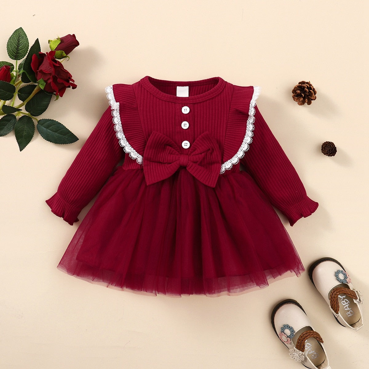 Baby Girl Dress Long Sleeve Cartoon Cute Floral Dresses - BTGD8490