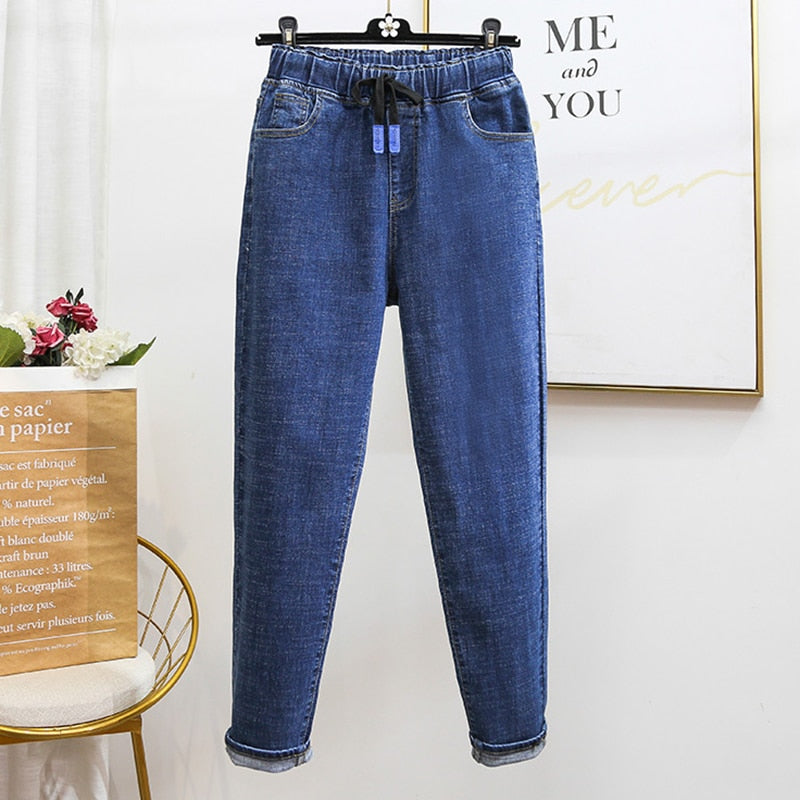 Women's Jeans Baggy Harem High Waist For Loose Straight Denim Casual Jeans - WJN0028