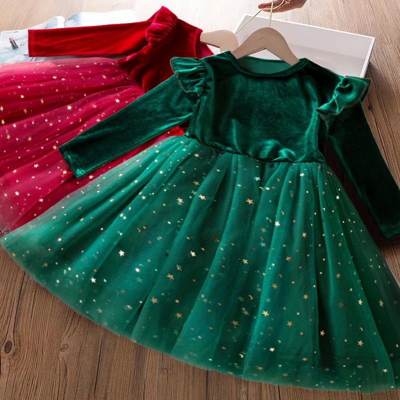 Baby Girl Princess Dress Fairy Tulle Sequins Winter Children Clothing Flower Girl Dress - KGD8357
