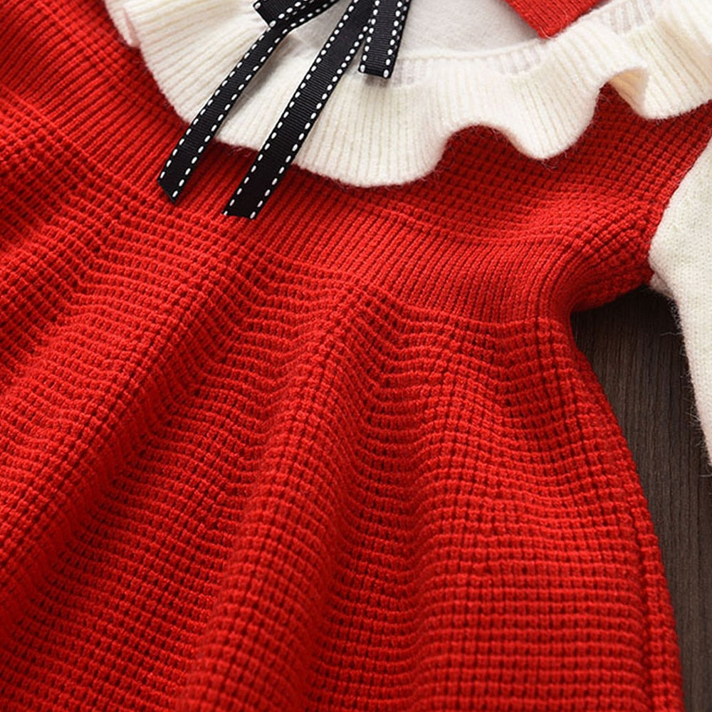 Toddler Girls Princess Party Sweater Knitted Dress Autumn Winter Dresses - BTGD8498