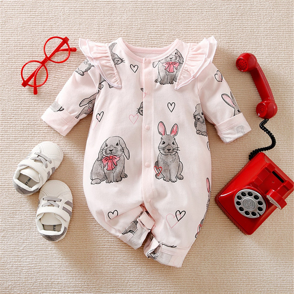 Baby's Rompers Girl Overalls For Kids Clothing Cartoon Toddler Girls Clothes Sweet Infant Sleepwear - BTGR8448