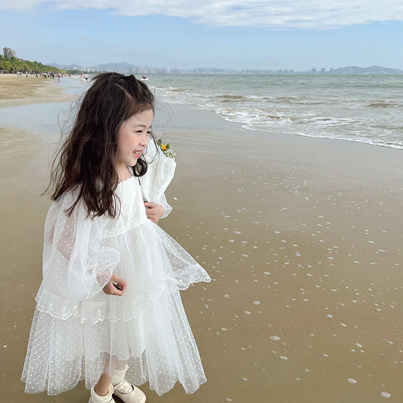 Kids girls Summer Elegant Flower Lace Dress Princess Party Wedding Dress - KGD8369