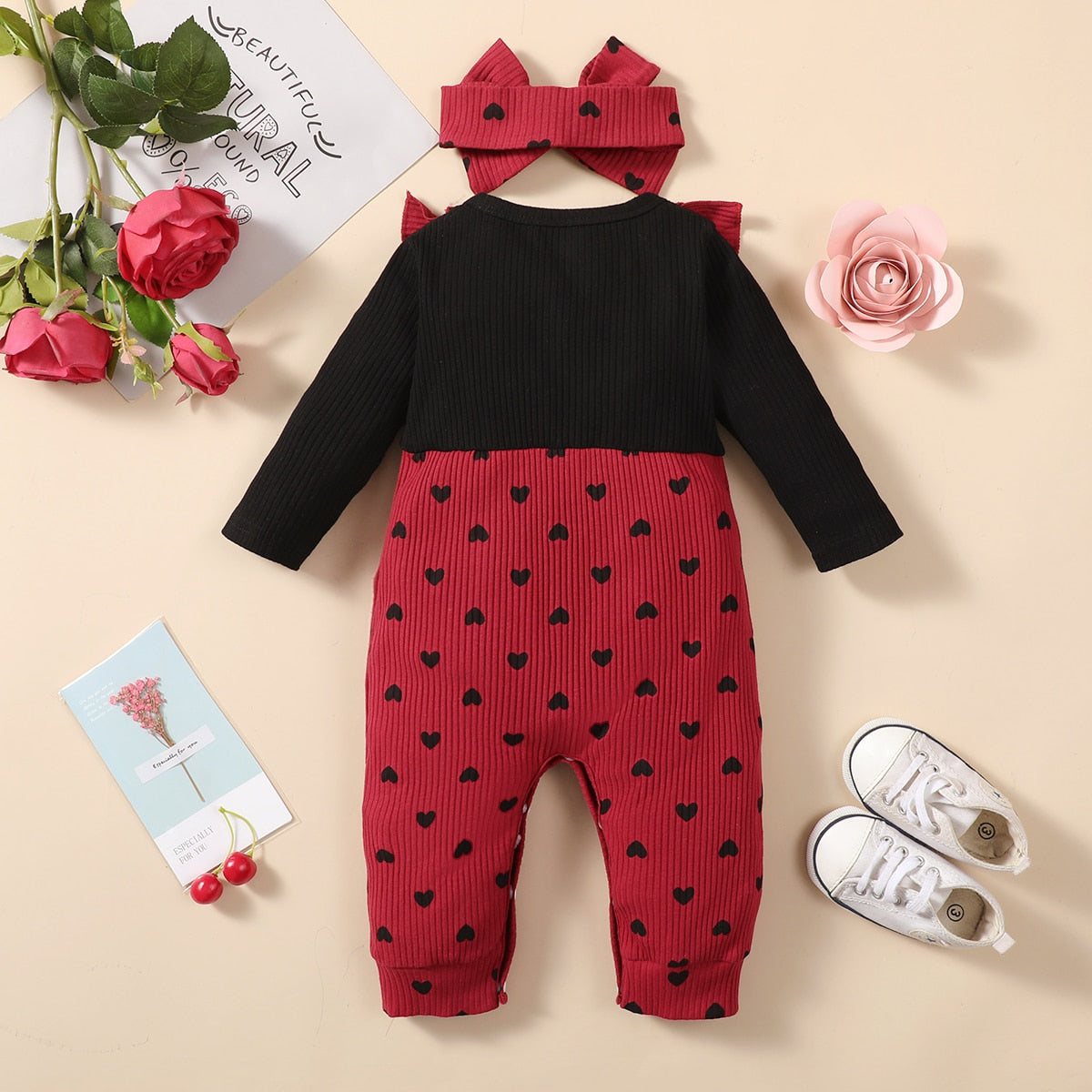 Baby Girls Romper Bow Fashion Cotton Long Sleeves Printed Jumpsuit