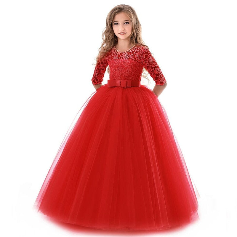 Kids Girls Flower Dress for Wedding Elegant Lace Princess Party Dresses - KGD8351