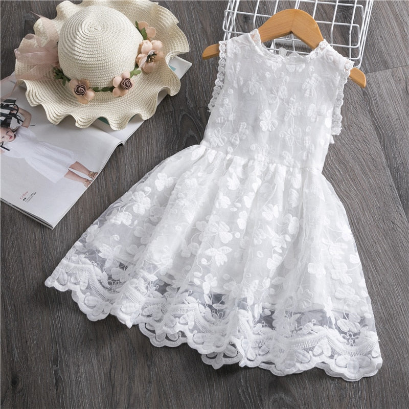Kids Girls Fashion Spring Autumn  Girl Flower Lace Full Sleeve Party Dress - KGD8343