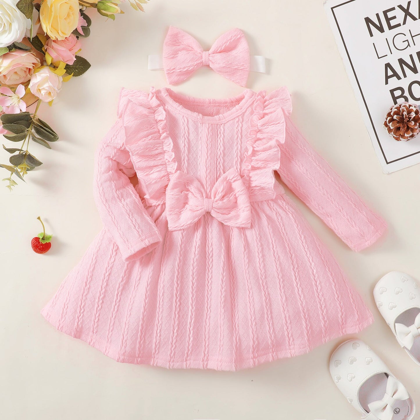 Baby Girls Dresses Casual Ruffle Long Sleeve Party Dress - BTGD8500