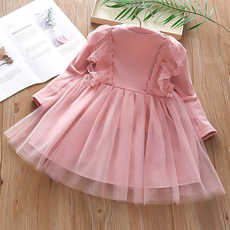 Kids Princess Dress Toddler Girls Clothes Spring Autumn Long-sleeved Mesh Dress