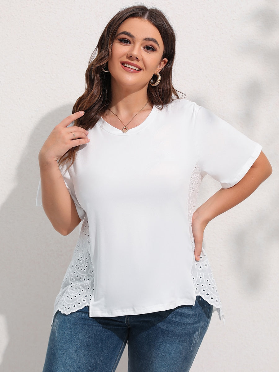 White T-shirts Plus Size Tops Women Clothing - WTS8176